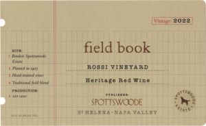 Field Book Rossi Vineyard label