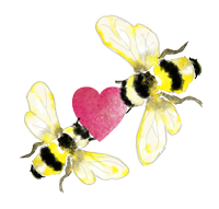 Illustration of two bees and a heart