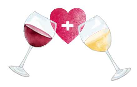 illustration of wine glasses and a heart