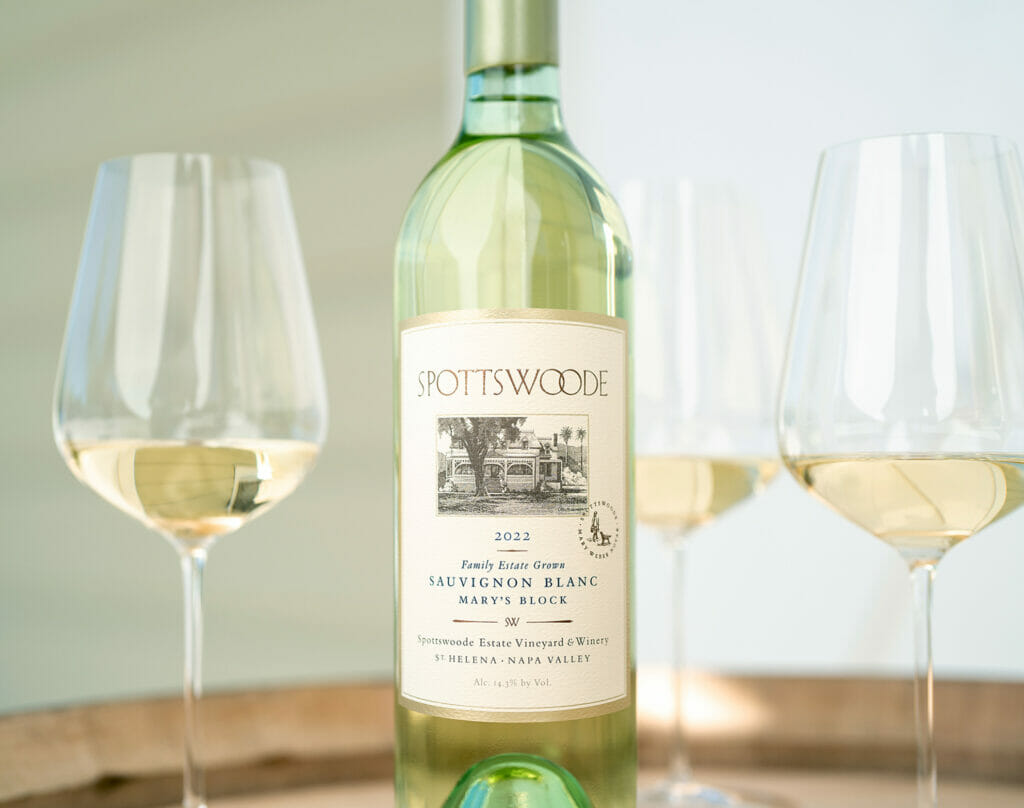2019 Mary's Block Sauvignon Blanc bottle with glasses