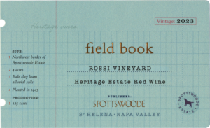 Field Book Rossi Vineyard label